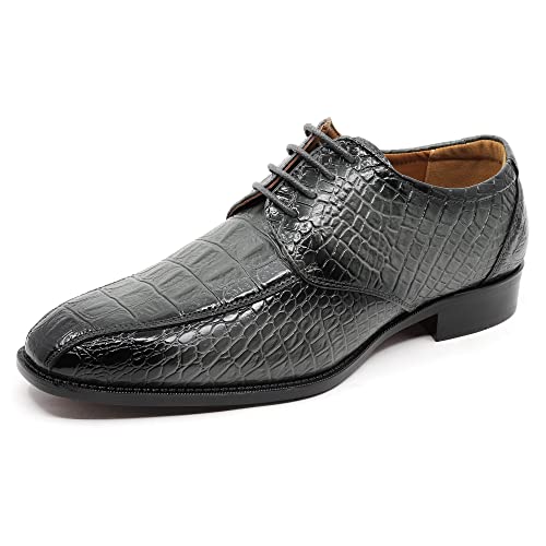 Image of Men's Alligator Crocodile Print Oxford Fashion Lace Up Dress Shoe croco-03