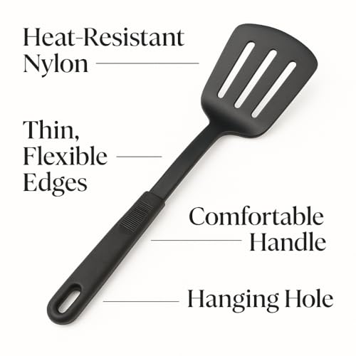 Slotted Turner/Spatula, Nylon Heat Resistant Turner for Non-Stick Cookware, Ergonomic Handle, Lightweight & Durable Cooking Utensil for Frying, Flipping & Serving - Image 4