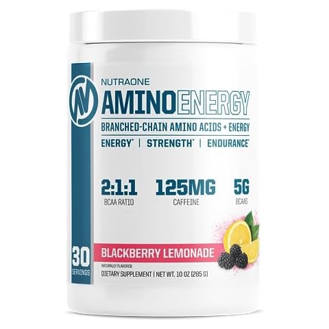 NutraOne Amino Energy BCAA Powder Pre-Workout Supplement with Caffeine Branched Chain Amino Acids to Help Fuel and Recover* (BlackBerry Lemonade - 30 Servings) Cover