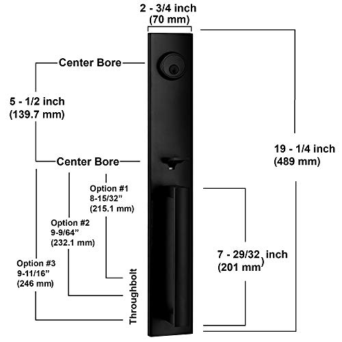 Image of Berlin Modisch Full Escutcheon HandleSet Front Door Entry Handle and Deadbolt Lock Set Slim Square Single Cylinder Deadbolt and Lever Heavy Duty - Iron Black Finish