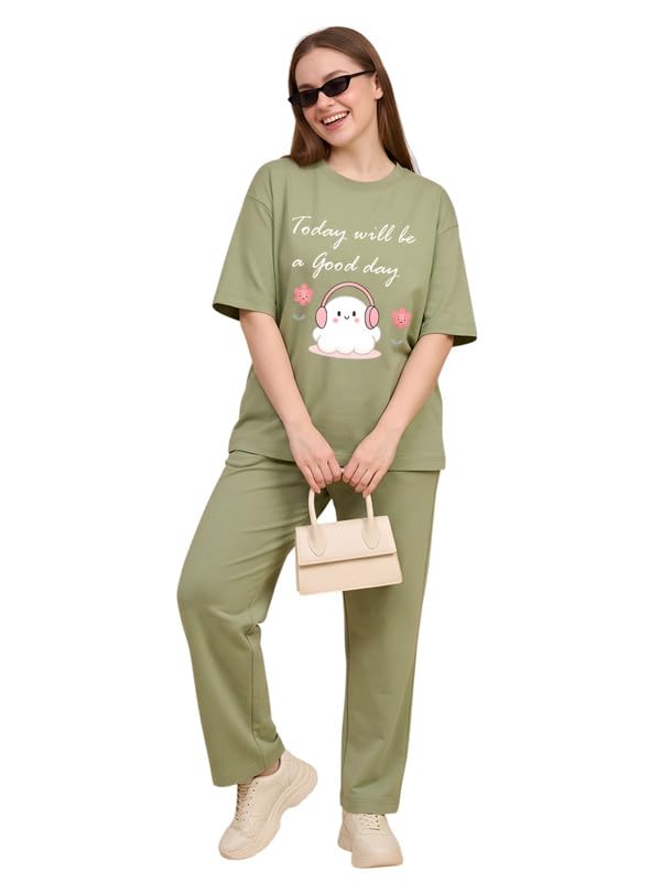 Image of My Swag Women Cotton Pajama Set Cute Cartoon Graphic Printed Night Suit for Women & Girls /Plus Size Nightsuit Set /Korean Night Suit