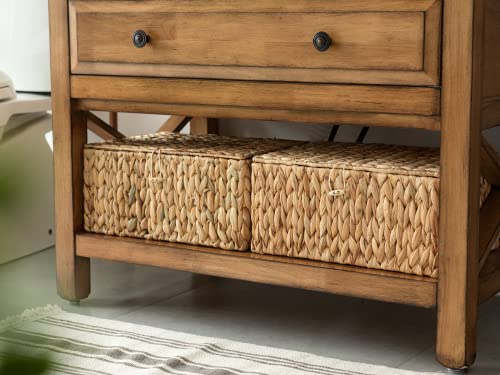 Image of StorageWorks Wicker Basket with Lid, Storage Baskets with Lids, Hyacinth