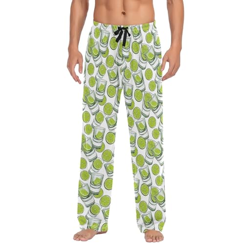 Men's Pajama Pants,Tequila Shot Glasses Lounge Lightweight Sleep Bottoms Pants with Pockets Size S-XXL