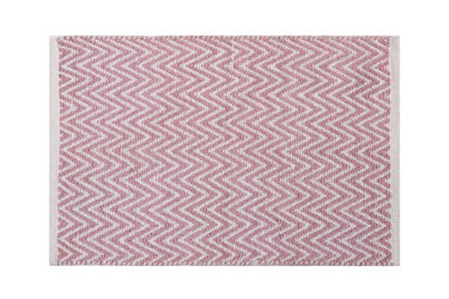 Image of THE HOME TALK Cotton Door mat | Bath Rug for Spa, Vanity Shower, Kitchen & Living Room | Water Absorbent Linens | Warm & Soft Carpets | 50 x 80 CM | Baby Pink