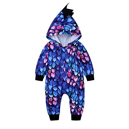 ZFTTZYMX Baby Boys Girls Cotton Dinosaur Romper, Toddler Cute Hooded Jumpsuit Bodysuit Halloween Outfit Clothes