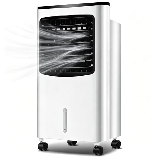 KOMFOTTEU 4 en 1 Climatizador Evaporativo Portátil, Aire Acondicionado con 3 Modos, 3 Velocidades, Depósito de 8 L, Temporizador 7,5H, Enfriador de Aire con Control Remoto, Ventilador & Humidificador
