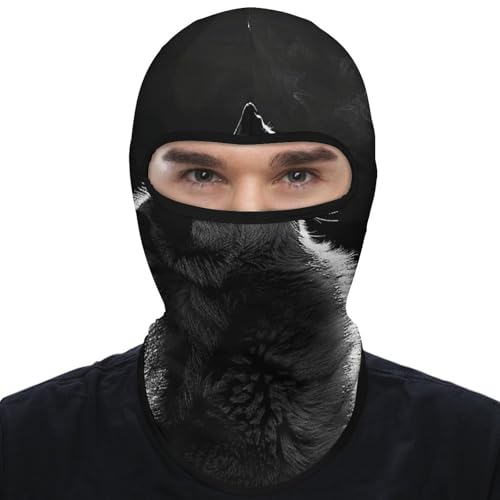 Balaclava con Diseño de Lobo Mirando a la Luna para Hombres y Mujeres, Máscara Facial Antisolar Transpirable para Cabeza Completa para Senderismo, Ciclismo, Correr, Conducción miniatura 1