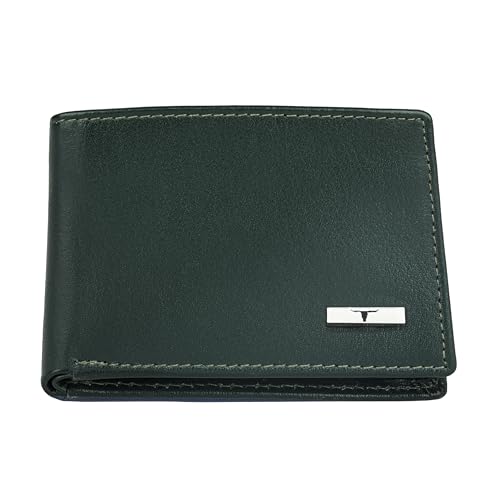 Image of URBAN FOREST Fred Aniline Green Leather Wallet for Men