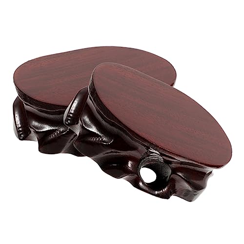 KONTONTY Wooden Display Base 3.54X1.97 Inch Oval Riser Stand for Crafts Statues Planters and Incense Burners Stable Ornament Holder for Home Tea Shops Museums