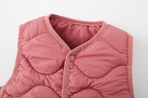 Image of AMIYAN Toddler Girls Puffer Vest Wind Proof Sleeveless Outwear Vest Warm Lightweight Winter Coat Red Bean Paste 100 2-3T