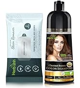 Herbishh Colour Shampoo 500mL + Travel-Sized Hair Dye Stain Remover Wipes, 5 Wipes (Chestnut Brow...