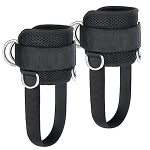 Ankle Straps (Pair) for Cable Machine Glute Kickbacks, Padded Ankle Cuffs Gym Lower Body Exercises Fitness Accessories, Adjustable Comfort fit Men & Women Leg Workout Strap