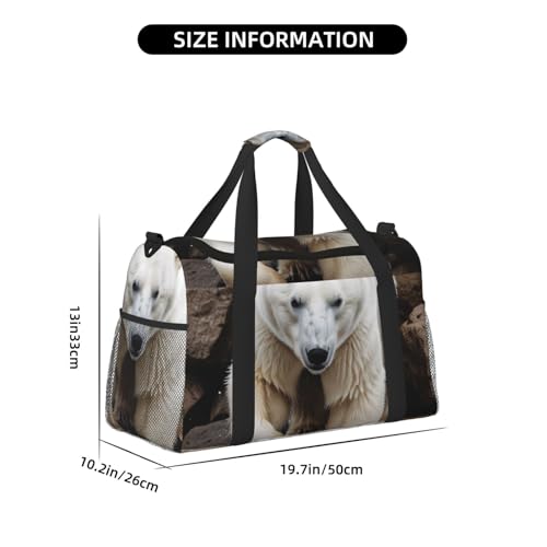 Wild Animal Hunting Fish Print Travel Duffle Bag - Foldable Personal Item Travel Bag for Women & Men,Carry-On Convertible Crossbody Tote Bags with Adjustable Shoulder Strap & Pockets 13x10.2x19.7 in4