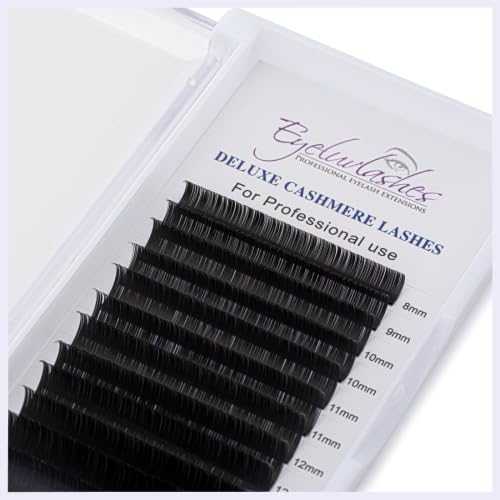 Cashmere Lash Trays Flat Ellipse Split Tip matte Eyelash Extensions Individual Eyelashes Soft Lightweight Lashes Semi Permanent Eyelashes Eyeluvlashes (D 0.20 Mix Tray 8-15mm)