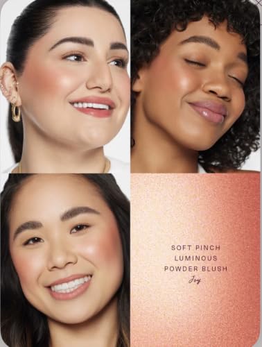 Image of RARE BEAUTY Soft Pinch Luminous Powder Blush -(SHADE Joy Muted Peach) | Peach-Coral Shade, Buildable Coverage, Compact with Mirror, Radiant Finish, All Skin Tones