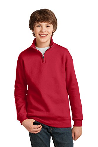 Jerzees Youth NuBlend Quarter-Zip Cadet Collar Sweatshirt, Medium, True RED2