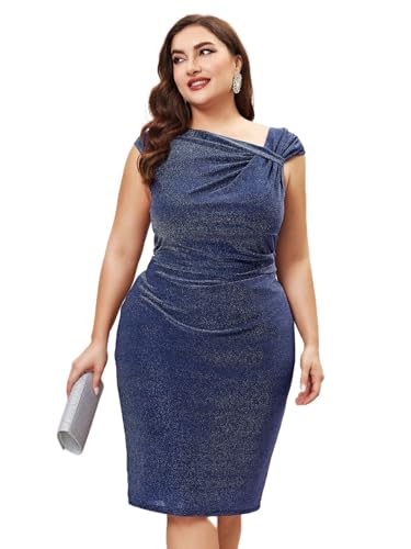 Image of KOTTY Women's Flowy Midi Round Neck Plus Size Dress