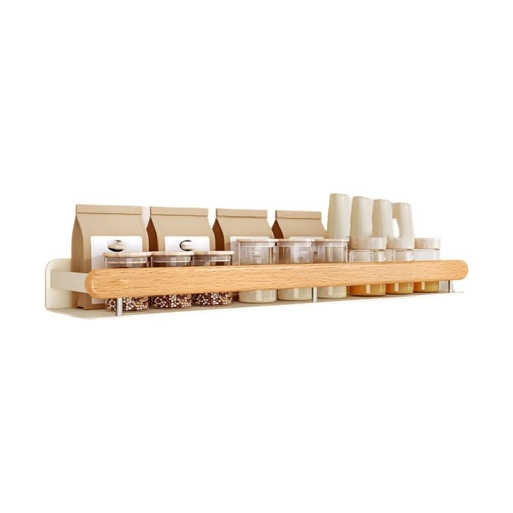 Goxyffmnv Wall Mounted Rack, Condiment Storage Rack, Wall Mounted Display Rack, Simple Organizer Stand for Kitchen, Bathroom, Dining Room(23.6 * 4.7 * 2.2IN)