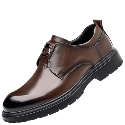 Men's Arrival Spring Autumn Business Commuter Wide Toe Thick Sole Slip On Formal Casual Dress Loafers - Main Image