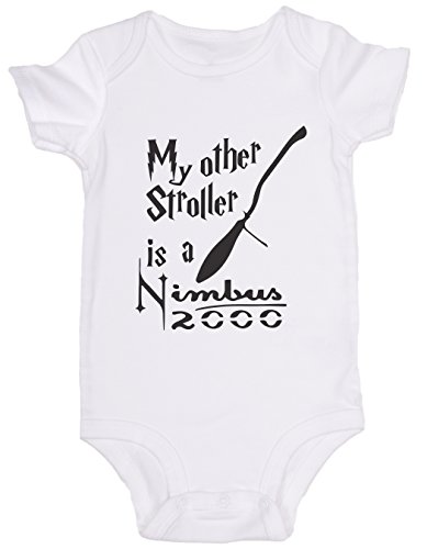 Image of JoviGear My Other Stroller is A Nimbus 2000 / Harry Potter Cute Baby Onesie Spell Bodysuit Romper