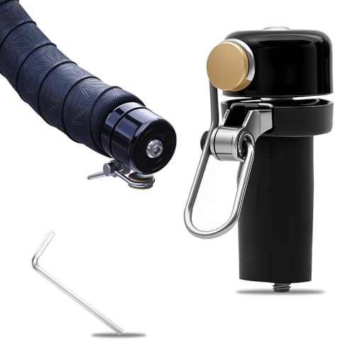 Aixxikum 2 en 1 Timbre de Bicicleta como Tapón de Manillar, Mini Timbre para Bicicletas, Compatible con Manillar Curvado de 22,2 mm de Diámetro, Sonido Fuerte 80 dB