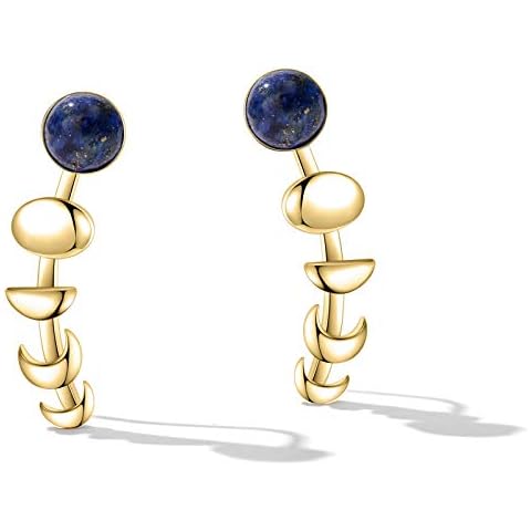 Sapphire Earrings Moon Phrase Healing Stone Earrings Moon Earrings Rose Gold Plated Earrings - Gold Plated Cover