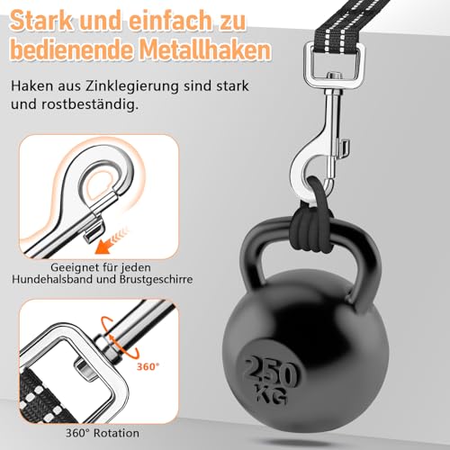 X XBEN Robuste & Leichte Schleppleine 10M für Hunde, Schleppleine mit Bequemen Handschlaufe, Reflektierend Hundeleine mit Metallhaken, Lange Trainingsleine Laufleine für Kleine Mittlere Große Hunde