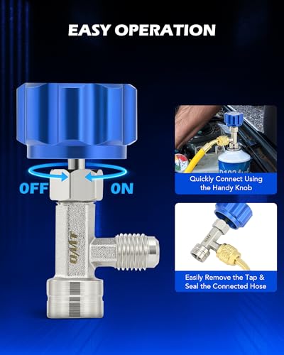 Image of Orion Motor Tech R1234yf Self Sealing Can Tap, for Self Sealing R1234yf Refrigerant Recharge, Self Sealing R1234yf Refrigerant Dispenser with 1 /4 inch to LH Threading 1 /2 inch Adapters for Refilling AC System