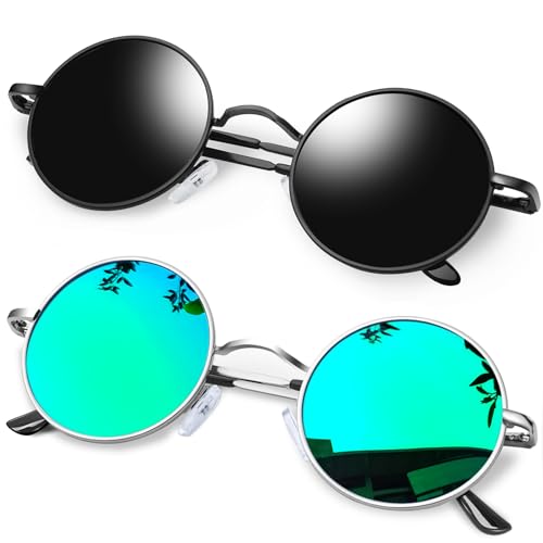 Kanastal 2 Gafas De Sol Polarizadas Hombres Y Mujeres Redondas Lentes Negras Verde Uv Protección Steampunk Retro Clásico Círculo Metálicas - Negro Verde Espejo Kanastal 2 Gafas De Sol Polarizadas Hombres Y Mujeres Redondas Lentes Negras Verde Uv Protección Steampunk Retro Clásico Círculo Metálicas - Negro Verde Espejo