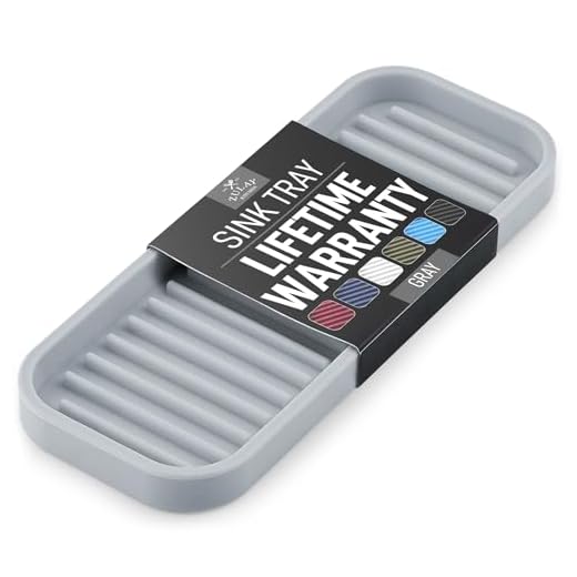 Zulay (9x3.5) Silicone Sponge Holder for Kitchen Sink - Flexible Multipurpose Kitchen Soap Tray Sponge Holder - Sink Organizer Tray for Kitchen, Bathroom, Makeup, Trinkets & More (Gray)