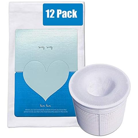 VSECUON Pool Skimmer Socks,12 Pack Pool Filter Socks Reusable Pool and Spas Filters Baskets Skimmer Savers (12) Cover