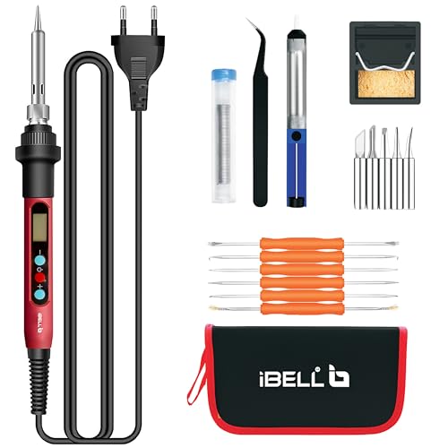 Image of iBELL IBL S60-12 Digital Soldering Iron Kit, 60W Adjustable Temperature 180C-480C, LCD Display, Auto Sleep & Auto OFF, C /F Switch, Complete Soldering & Desoldering Tool Set