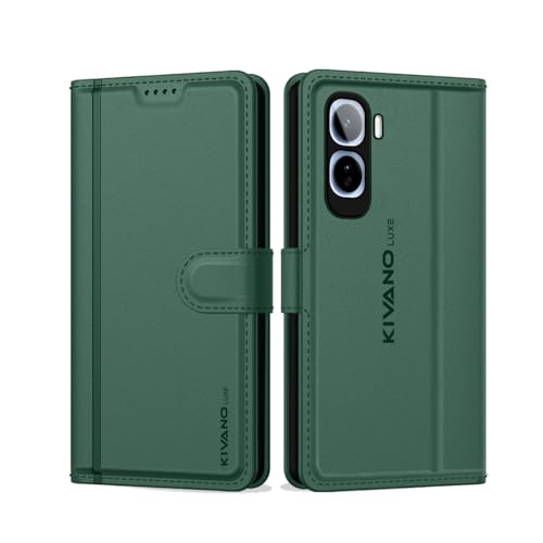 Image of KIVANO LUXE Compatible for Vivo T5 Pro 5G Artisanal Leather Wallet Case with Card Holder for Men Women, Magnetic Flip Folio Cover with Stand RFID Blocking Cell
