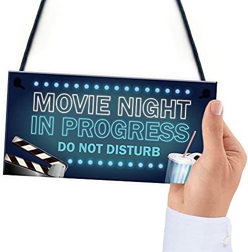 RED OCEAN Cinema Room Sign NEON EFFECT Movie Night Dont Disturb Plaque Home Decor Gift