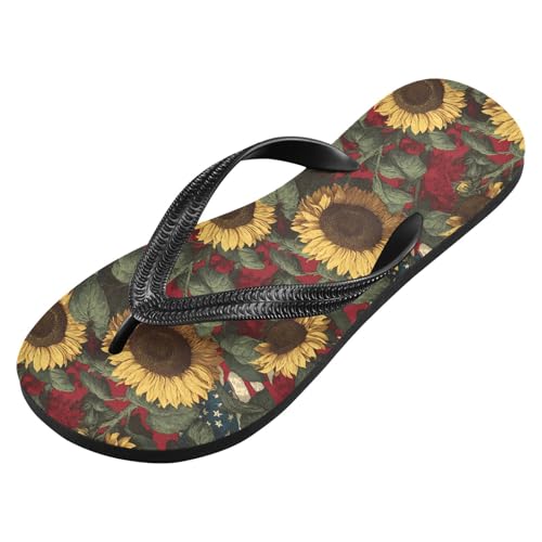 Flip Flop Sandals Sunflower America Print for Women Men Beach Outdoor XS2