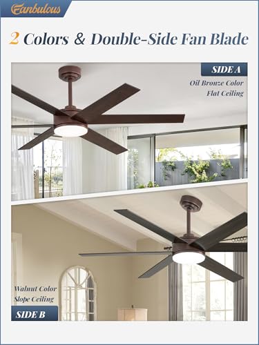 Image of Fanbulous 56 inch Outdoor Ceiling Fans with Lights, Dimmable 3CCT, Brown