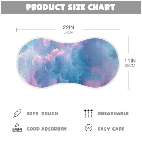 4 Pack Baby Burp Cloths, Soft Absorbent Burping Cloths for Babies, Cotton Milk Spit Up Rags, Large Size for Newborns, Baby Boys and Girls (Pastel Sky Pattern)4