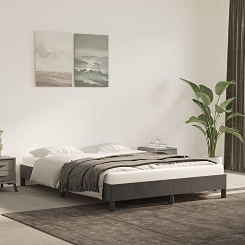 Homgoday Canapé sin colchón gris oscuro 140 x 200 cm terciopelo cama marco cama estructura cama moderno estructura salón dormitorios Model 346977IT