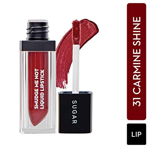 Image of SUGAR Cosmetics Smudge Me Not Liquid Lipsticks for Women | Transferproof & Waterproof | Lasts 12+ Hours | Matte Lipstick | 4.5ml - 31 Carmine Shine (Metallic Bright Red)