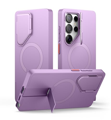 Image of SURITCH for Samsung Galaxy S25 Ultra Phone Case, Magnetic Shockproof Bumper Case Slim Protective Cover with Camera Cover & Adjustable Metal Kickstand for Galaxy S25 Ultra (2025)-Taro Purple