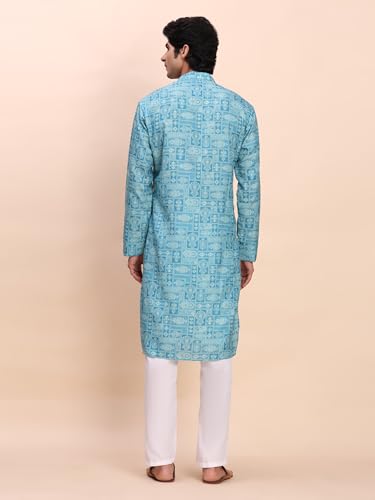 Image of Pro-Ethic Style Developer Men's Cotton Printed Kurta Pajama Set Traditional Outfit | Mandarin Collar (E-129)