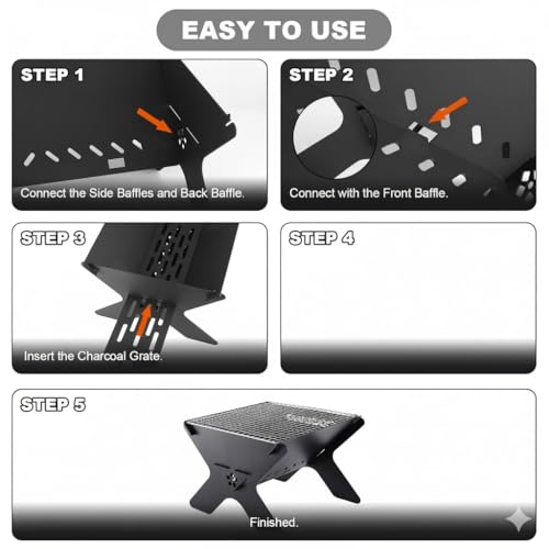 Image of Barbeque Grills - Foldable Charcoal Barbeque, Camping Fire Pit, Portable Fire Pit for Camping, 2 in 1 Wood Burning Fire pit Grill with Detachable Cooking Grate for Outdoor BBQ, with Carry Bag