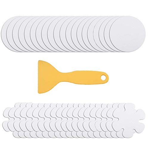 40 Piezas Pegatinas Antideslizantes para Bañera, Tiras Antideslizantes para Bañera y Ducha, Formas de Círculo y Copo de Nieve, con Raspador, para Baño, Piscinas, Escaleras y Otros Puntos Resbaladizos
