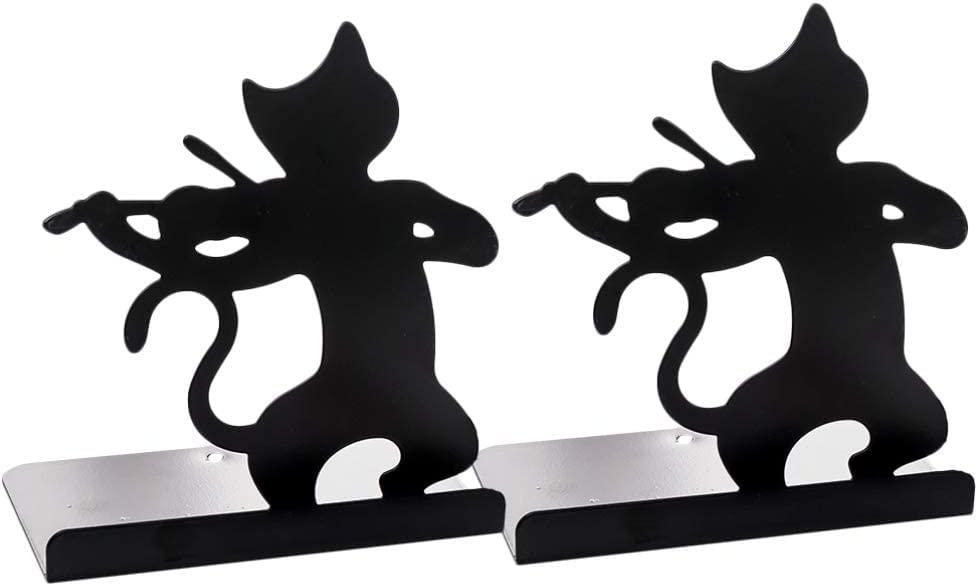 SYOSI Bookend Stand Heavy Duty Book End Cat Pattern Bookends Simple Desktop File Organizer Shelf for Book Rack Student Office School 2 Pcs