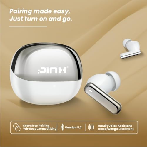 Image of JINX Bliss Buds Pro Wireless Earbuds, 32dB Hybrid ANC, IPX4, Dolby Audio, Deep Bass, 13mm Drivers, Bluetooth 5.4, 30 Hrs Playtime, Fast Charging, Google Assistant