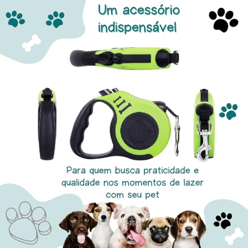Guia Coleira Retrátil 3 Metros Para Passeio Cães e Gatos Pets Com Trava de Segurança Ajustável E-Sho