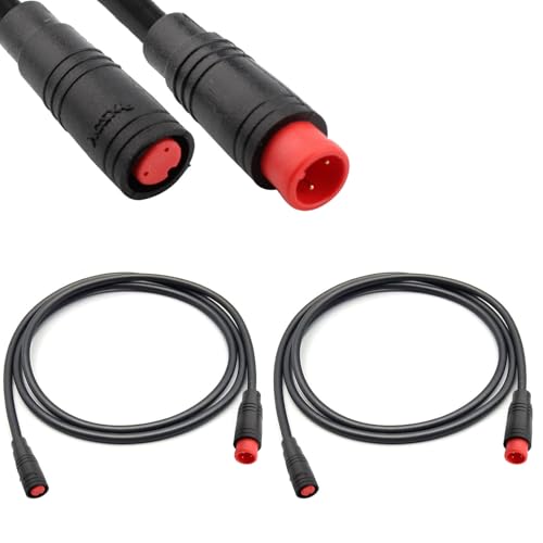 RUNCCI-YUN 2 Stück Elektrofahrrad 2 Pin Verlängerungskabel,Stecker zu Female Elektrofahrrad Kabel 2 Pin wasserdichter Julet Anschluss für elektrisches Fahrrad Licht/Gas/Bremse-80CM