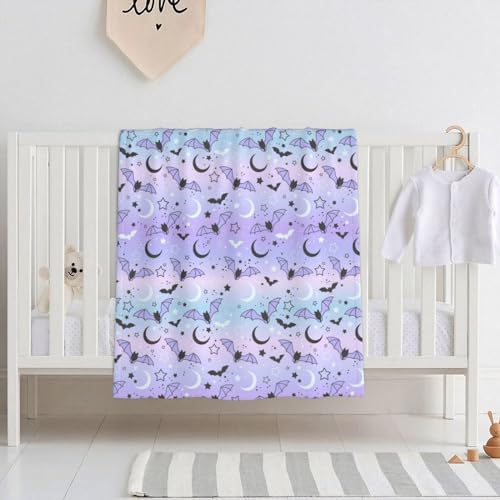 Image of Bat On Starry Sky Baby Blankets for Unisex Boys Girls, Super Soft Baby Blanket