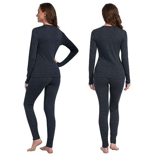 Image of MERINNOVATION Merino Wool Base Layer Set for Women 100% Merino Wool Thermal Underwear Sets Lite - Midweight Top Tank Bottom