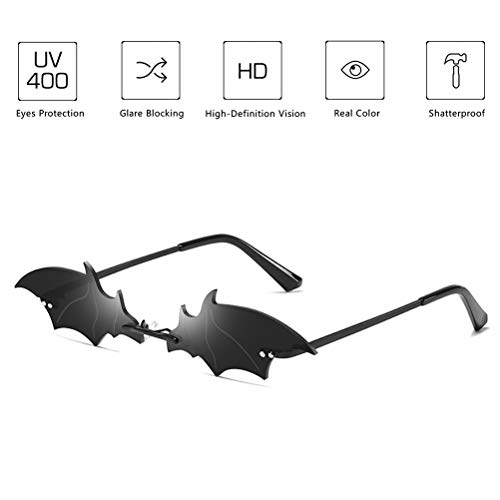 1 Pair Stylish Shaped 400 Sunglasses for Men and Women Frameless Hipster Street Interesting Dark Sunglasses (Black), blackone2